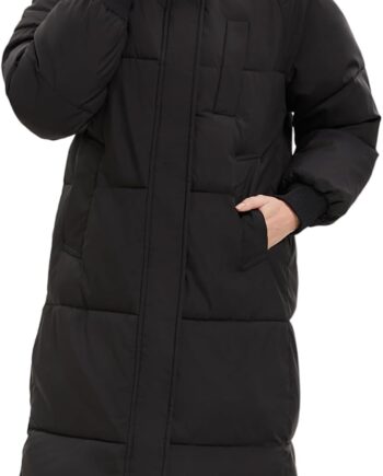Long Puffer Jacket for Women, Thickened Winter Coat Hooded with Deep Pockets, Ladies Warm Winter Jacket