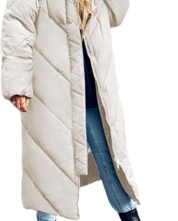 Women Long Puffer Coat Long Sleeve Padded Winter Down Coats Hooded Parka Jacket