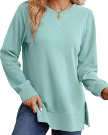 Sweatshirt for women Side Split Fall Fashion  Long Sve Shirts Trending Now