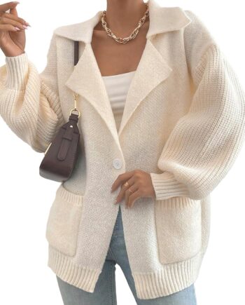 Women Open Front Knit Sweater Casual Long Sleeve V Neck Cardigan Fall