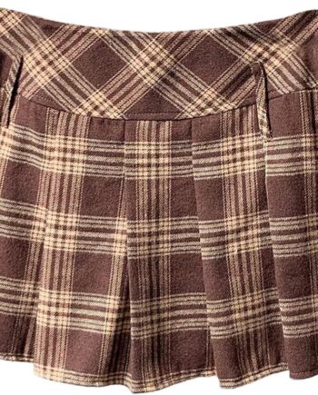 Women Plaid Mini Skirts Pleated Hem Uniform Skater Skirt Built in Shorts