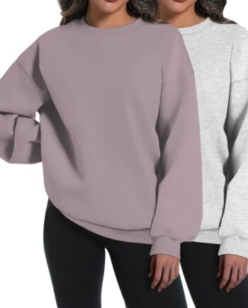 2 Pack Women Oversized Sweatshirts Hoodies Long Sve Tops Fall Winter Clothes Crewneck Cozy Outfits Pullover Fashion