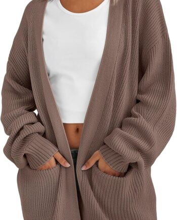 Womens Oversized Cardigans Soft Knit Cardigan Sweater with Pockets